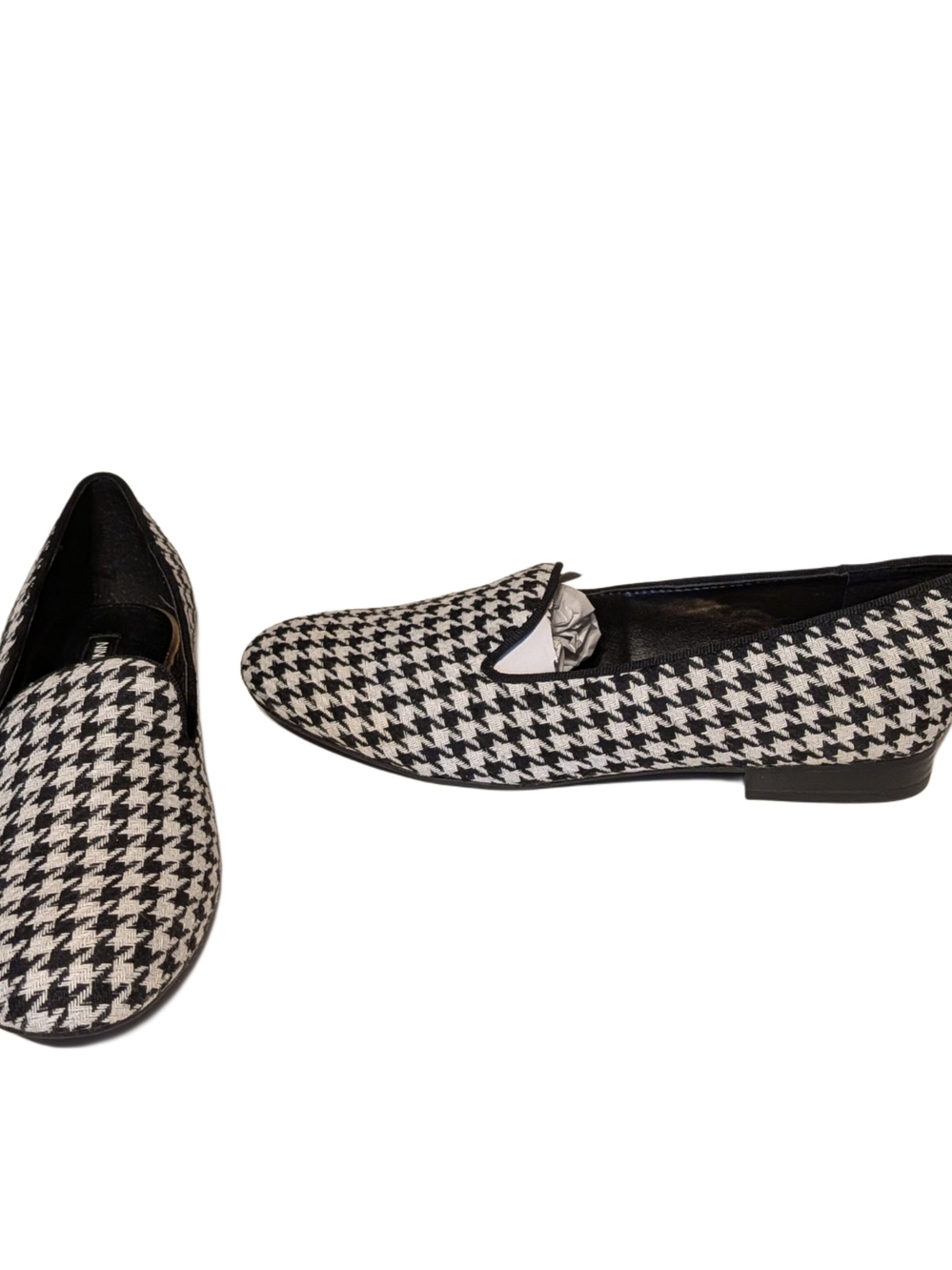 Nine West Renold2 Womens 8M Black White Houndstooth Smoking Loafers Flats - Picture 5 of 9